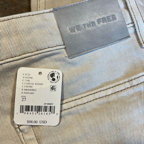 Free People Moxie Casual Khaki Crème Jean Pants Sz 27 NWT - Picture 6 of 8